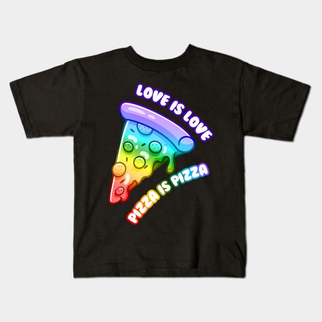 Pizza raimbow Kids T-Shirt by Digifestas